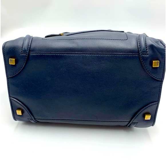 Auth Celine Large Marine Blue Smooth Calfskin Luggage Tote Ex+ Phantom Satchel - Picture 14 of 16